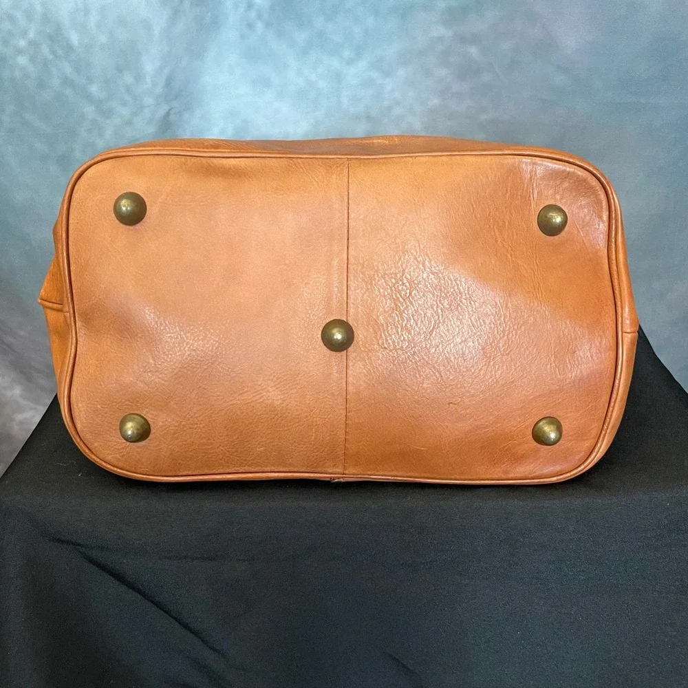 I Medici Firenze Genuine Leather Hobo Shoulder Bag‎ Tan Brown Double Zip Top